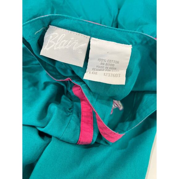 Vintage 80s 90s Blair Teal Butterfly House Dress Size Large Cotton - Picture 5 of 7